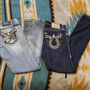 Miss Me and Big Star Women's Light Blue and Dark Blue Jeans READ DESCRIPTION